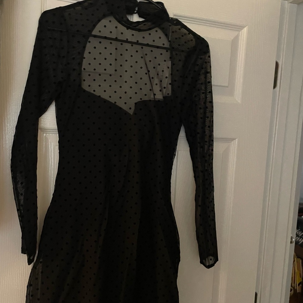 Abercrombie & Fitch Sheer Black Polka Dot Dress